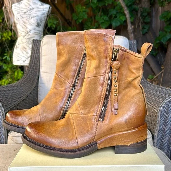 New with Box A.S.98 Stratford Leather Suede Boots in Wheat size 38/7.5 Sold Out - Picture 2 of 13